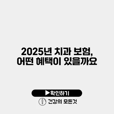 2025년 치과 보험, 어떤 혜택이 있을까요?