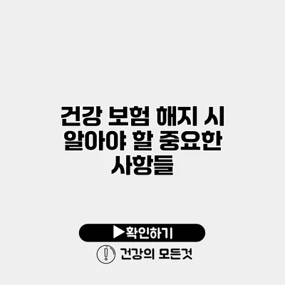 건강 보험 해지 시 알아야 할 중요한 사항들