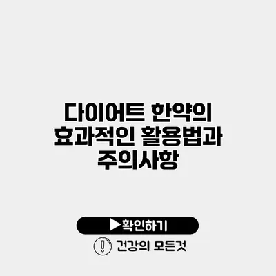 다이어트 한약의 효과적인 활용법과 주의사항