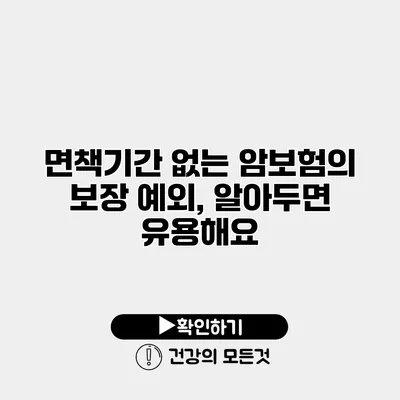 면책기간 없는 암보험의 보장 예외, 알아두면 유용해요