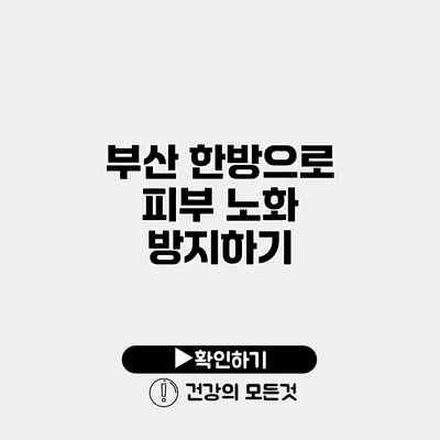 부산 한방으로 피부 노화 방지하기