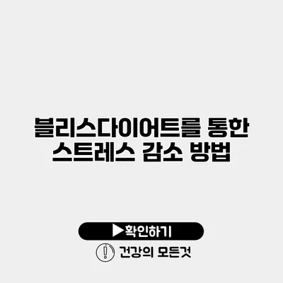 블리스다이어트를 통한 스트레스 감소 방법