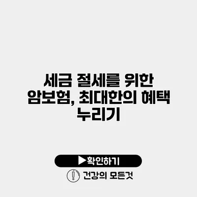 세금 절세를 위한 암보험, 최대한의 혜택 누리기