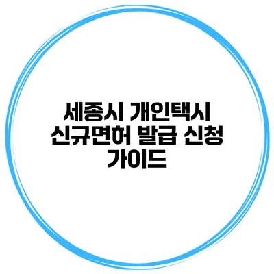 세종시 개인택시 신규면허 발급 신청 가이드