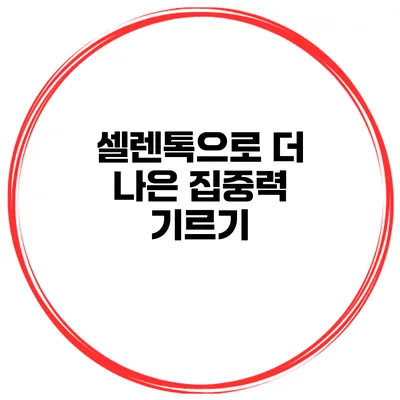 셀렌톡으로 더 나은 집중력 기르기