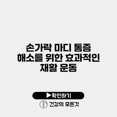 손가락 마디 통증 해소를 위한 효과적인 재활 운동