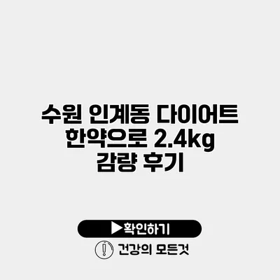 수원 인계동 다이어트 한약으로 2.4kg 감량 후기