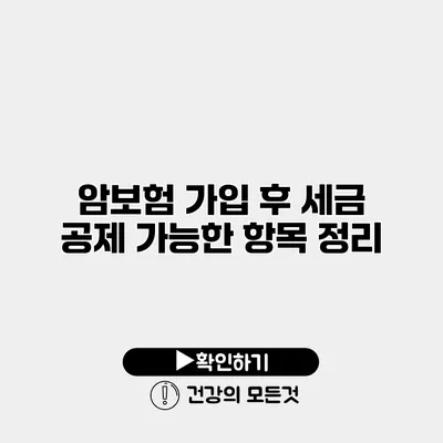 암보험 가입 후 세금 공제 가능한 항목 정리