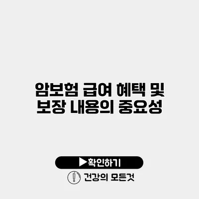암보험 급여 혜택 및 보장 내용의 중요성