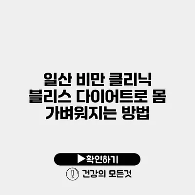일산 비만 클리닉 블리스 다이어트로 몸 가벼워지는 방법