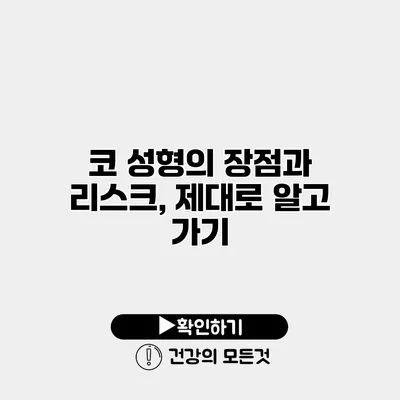 코 성형의 장점과 리스크, 제대로 알고 가기