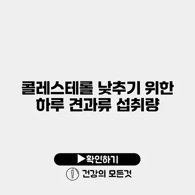 콜레스테롤 낮추기 위한 하루 견과류 섭취량