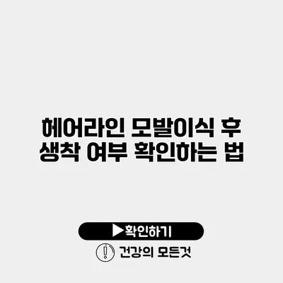 헤어라인 모발이식 후 생착 여부 확인하는 법