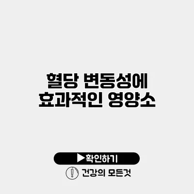 혈당 변동성에 효과적인 영양소