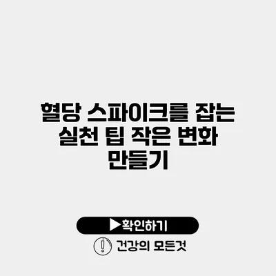 혈당 스파이크를 잡는 실천 팁 작은 변화 만들기