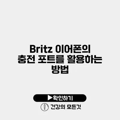 Britz 이어폰의 충전 포트를 활용하는 방법