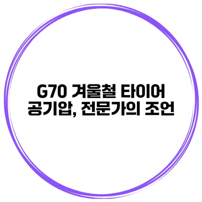 G70 겨울철 타이어 공기압, 전문가의 조언
