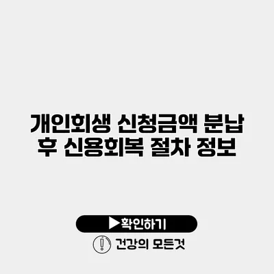 개인회생 신청금액 분납 후 신용회복 절차 정보