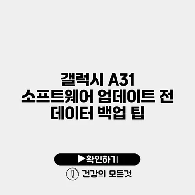갤럭시 A31 소프트웨어 업데이트 전 데이터 백업 팁