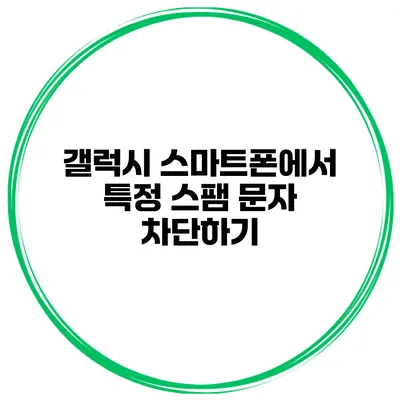 갤럭시 스마트폰에서 특정 스팸 문자 차단하기