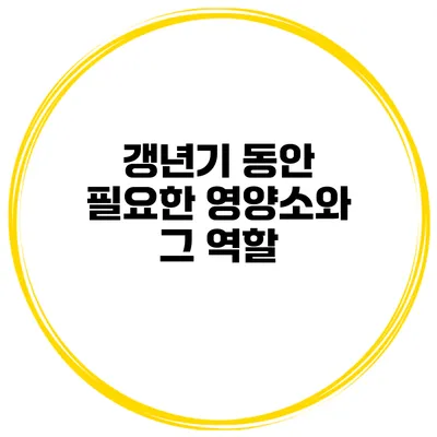 갱년기 동안 필요한 영양소와 그 역할