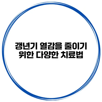 갱년기 열감을 줄이기 위한 다양한 치료법