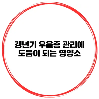 갱년기 우울증 관리에 도움이 되는 영양소