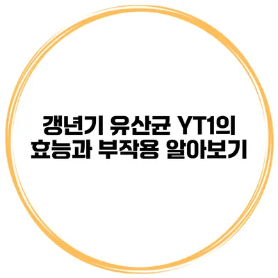 갱년기 유산균 YT1의 효능과 부작용 알아보기
