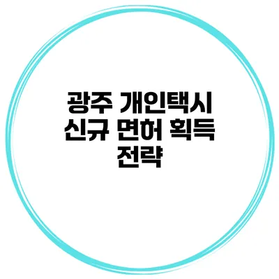 광주 개인택시 신규 면허 획득 전략
