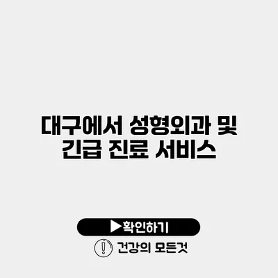 대구에서 성형외과 및 긴급 진료 서비스