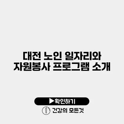 대전 노인 일자리와 자원봉사 프로그램 소개