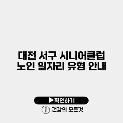 대전 서구 시니어클럽 노인 일자리 유형 안내