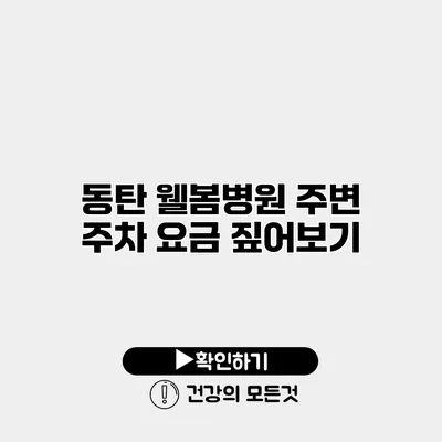 동탄 웰봄병원 주변 주차 요금 짚어보기