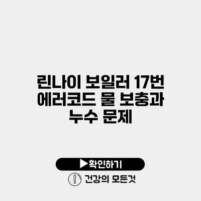 린나이 보일러 17번 에러코드 물 보충과 누수 문제