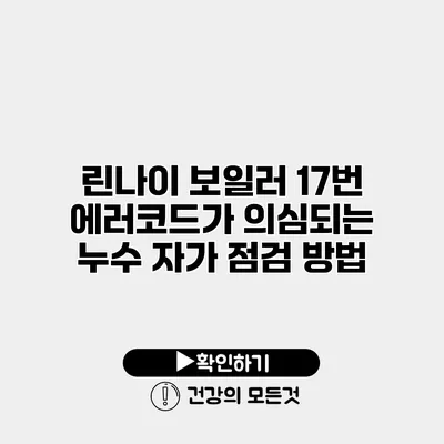 린나이 보일러 17번 에러코드가 의심되는 누수 자가 점검 방법