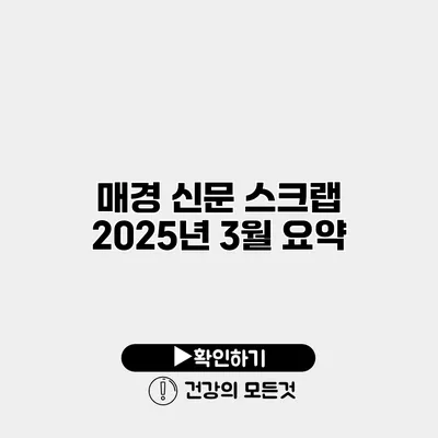 매경 신문 스크랩 2025년 3월 요약