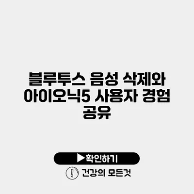 블루투스 음성 삭제와 아이오닉5 사용자 경험 공유