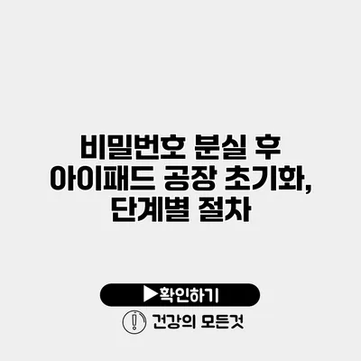 비밀번호 분실 후 아이패드 공장 초기화, 단계별 절차