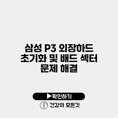 삼성 P3 외장하드 초기화 및 배드 섹터 문제 해결