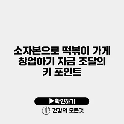 소자본으로 떡볶이 가게 창업하기 자금 조달의 키 포인트