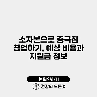 소자본으로 중국집 창업하기, 예상 비용과 지원금 정보