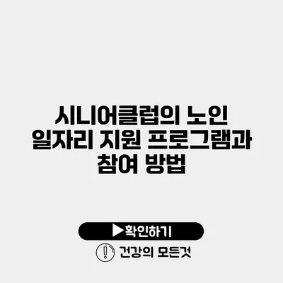 시니어클럽의 노인 일자리 지원 프로그램과 참여 방법
