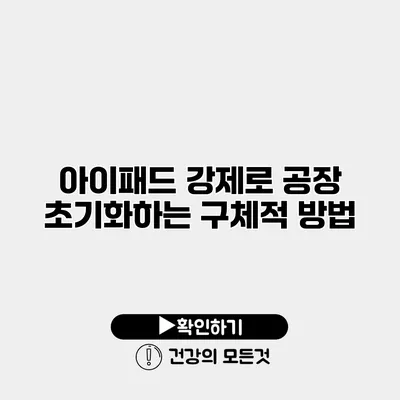 아이패드 강제로 공장 초기화하는 구체적 방법