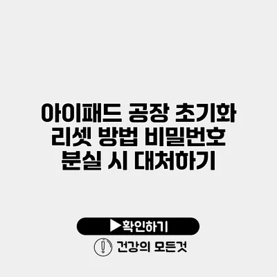 아이패드 공장 초기화 리셋 방법 비밀번호 분실 시 대처하기