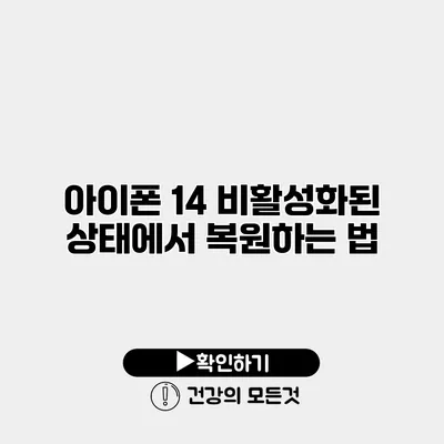 아이폰 14 비활성화된 상태에서 복원하는 법