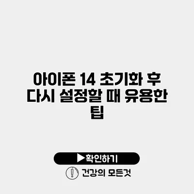 아이폰 14 초기화 후 다시 설정할 때 유용한 팁