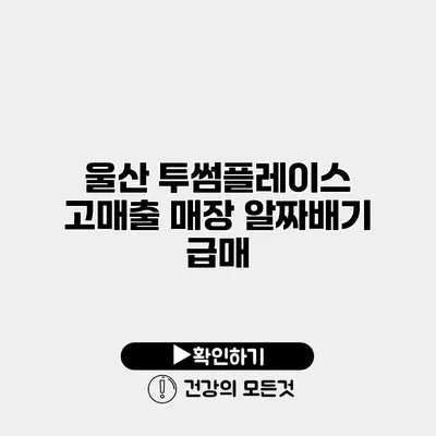 울산 투썸플레이스 고매출 매장 알짜배기 급매