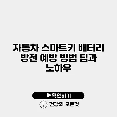 자동차 스마트키 배터리 방전 예방 방법 팁과 노하우