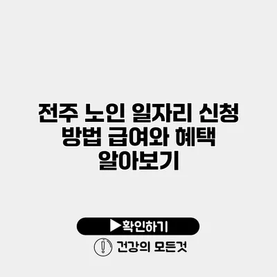 전주 노인 일자리 신청 방법 급여와 혜택 알아보기