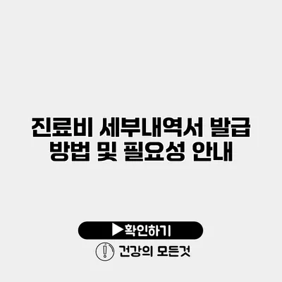 진료비 세부내역서 발급 방법 및 필요성 안내